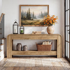78.74 Inch Farmhouse Console Table with Open Storage Shelf and Curved Edges, Slim Entryway Sofa Table for Hallway