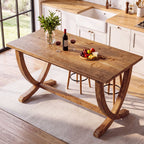 59 Inch Solid Wood Counter Height Dining Table with Footrest, Farmhouse Bar Table for 4-6