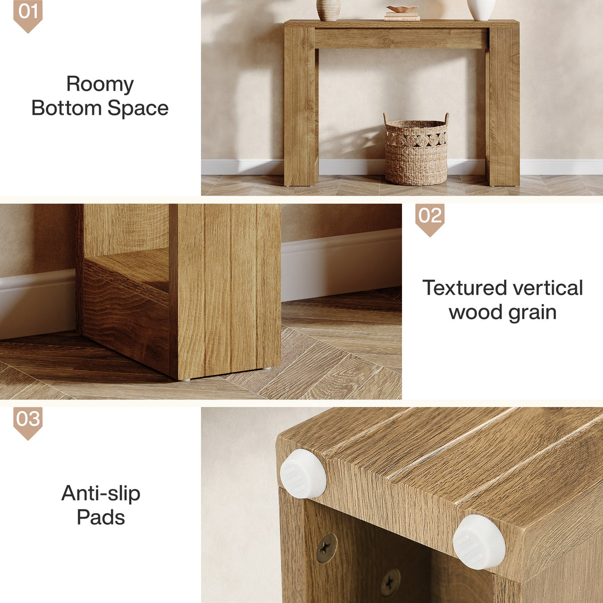 41.3-Inch Wood Console Table for Entryway, Modern Sofa Table with Double Wooden Base