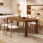 63-Inch Solid Wood Oval Dining Table, Farmhouse Dinner Table with Sturdy Base for 4-6
