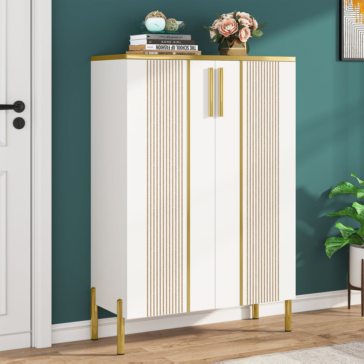 Shoe Cabinet , 6-Tier Shoe Storage Organizer with Adjustable Shelves & Doors