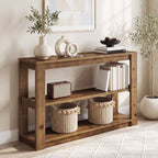 41.3 Inch Solid Wood Console Table with 3-Tier Storage, Farmhouse Hallway Table