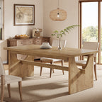 63-Inch Farmhouse Dining Table for 4 to 6 People with Heavy Duty Double Base