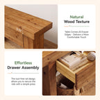 63 Inch Fir Wood Console Table with 2 Hidden Drawers, Narrow Entryway Table for Hallway