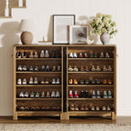 43.3-Inch Shoe Cabinet with 5-Tier Storage, Wooden Entryway Organizer for Up to 24 Pairs