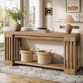 70.9-Inch Farmhouse Console Table with Vertical Stripe Legs, 2-Tier Sofa Table for Living Room