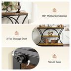 43.34" Industrial Console Table with 3-Tier Storage, Sofa Table for Living Room Hallway Behind Couch