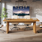 63-Inch Solid Wood Executive Desk with Cutout Bases, Large Office Desk for Home Office