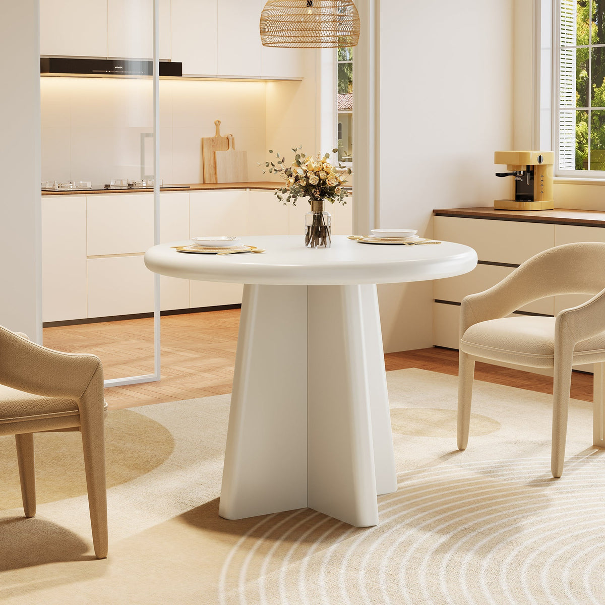 31.5" Dining Table, Round Kitchen Dinner Table