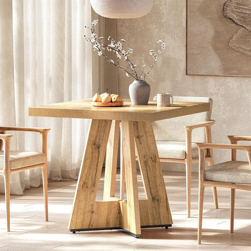 31.5-Inch Farmhouse Square Dining Table for 4, Small Kitchen Table with Pedestal Base