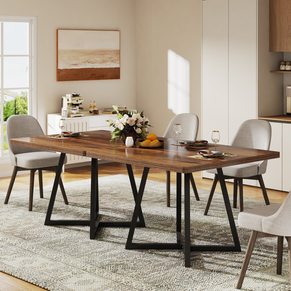 31.5" Square Dining Table, Wood Kitchen Table for 4 #Colour_Brown
