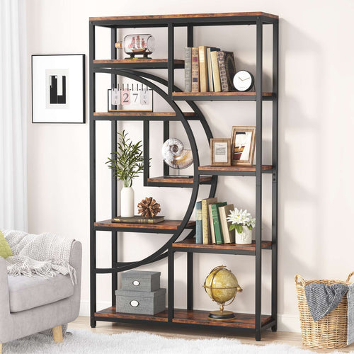 37.4 Inch 5-Tier Industrial Bookshelf for Living Room, Bedroom, Home Office#Colour_Brown