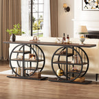 39" Console Table, 5-Tier Entryway Table Sofa Table with Circle Base