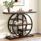39" Console Table, 5-Tier Entryway Table Sofa Table with Circle Base
