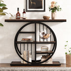 39" Console Table, 5-Tier Entryway Table Sofa Table with Circle Base
