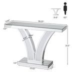39" Mirrored Console Table, Modern Silver Entryway Table