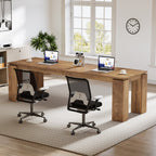 86.61-Inch Two-Person Computer Desk, Extra Long Wood Workstation Table for Home Office Study Room
