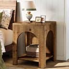 19.69-Inch Farmhouse Side Table with Arch Design, Wooden End Table for Living Room
