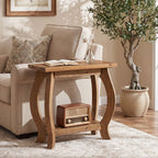23.6 Inch Narrow Side Table with Curved Legs, Solid Wood End Table for Small Spaces