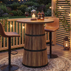 31.5-Inch Round Bar Table with Barrel Base, Farmhouse Pub Table for Kitchen and Home Bar