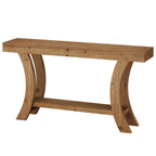 63 Inch Solid Wood Console Table with Shelf, Arched Farmhouse Entryway and Sofa Table