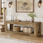 63-Inch Farmhouse Console Table with Circle Design, 2-Tier Entryway Table for Hallway