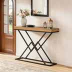 47.2-Inch Industrial Console Table, Entryway Hallway Table with Geometric Metal Frame for Living Room and Entrance