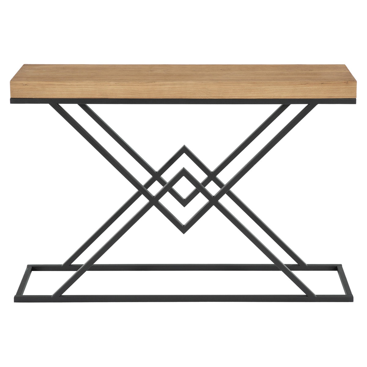 47.2-Inch Industrial Console Table, Entryway Hallway Table with Geometric Metal Frame for Living Room and Entrance
