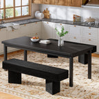 47.24-Inch Black Kitchen Table Bench with Rounded Edges, Modern Dining Bench for Dining Room