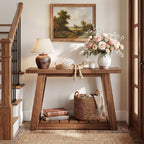 41.3-Inch 2-Tier Wood Console Table, Narrow Entryway Storage Sofa Table with Open Shelves for Living Room and Hallway