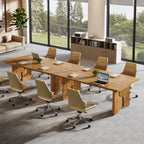 63-Inch Solid Wood Executive Desk with Cutout Bases, Large Office Desk for Home Office