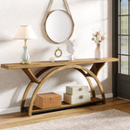 70.87-Inch Rustic Console Table with Storage Shelf, Narrow Sofa Table for Entryway and Hallway