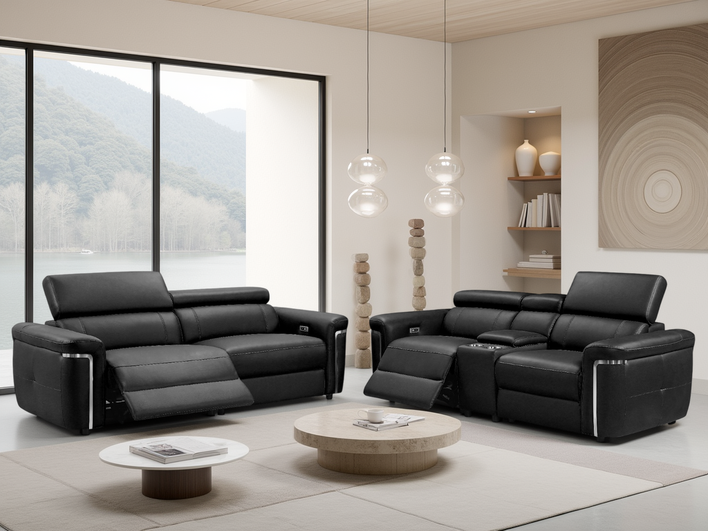 Somerville Electric Recliner Sofa 3+2 Set Black