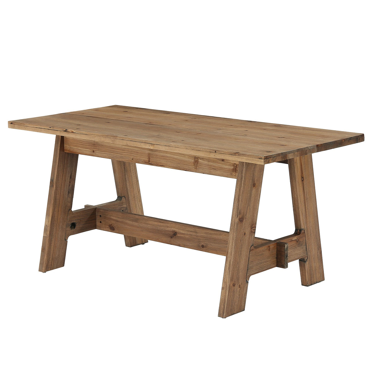 63-Inch Solid Wood Conference Table for 4 to 6 People with Reinforced Trestle Base, Meeting Desk for Office Conference Room