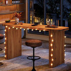 63-Inch Solid Wood Bar Table, Counter Height Pub Table for Kitchen and Dining Room