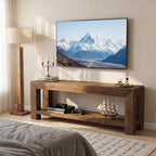 63-Inch Solid Wood TV Stand for TVs up to 75 Inches with 2-Tier Open Storage Shelves