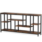 70.9-Inch Extra Long Console Table with 3-Tier Storage Shelves, Industrial Narrow Sofa Table for Entryway