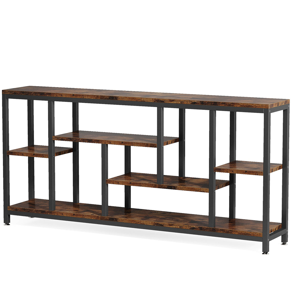 70.9-Inch Extra Long Console Table with 3-Tier Storage Shelves, Industrial Narrow Sofa Table for Entryway