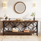 63" Industrial Console Table, Narrow Sofa Table with Storage Shelf