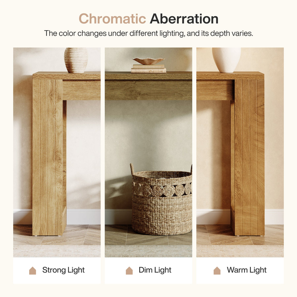 41.3-Inch Wood Console Table for Entryway, Modern Sofa Table with Double Wooden Base
