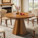 47-Inch Round Dining Table, Sturdy Base with Thickened Top for Kitchen and Dining Room