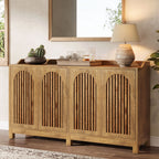 57-Inch Buffet Cabinet with Adjustable Shelves and Grille Doors, Long Sideboard Cabinet for Dining Room