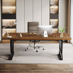 70.86-Inch Executive Desk, Large Home Office Computer Desk with Trestle Metal Frame for Study and Writing