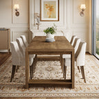 86.6-Inch Dining Table for 6 with Reinforced Base, Long Farmhouse Table for Kitchen