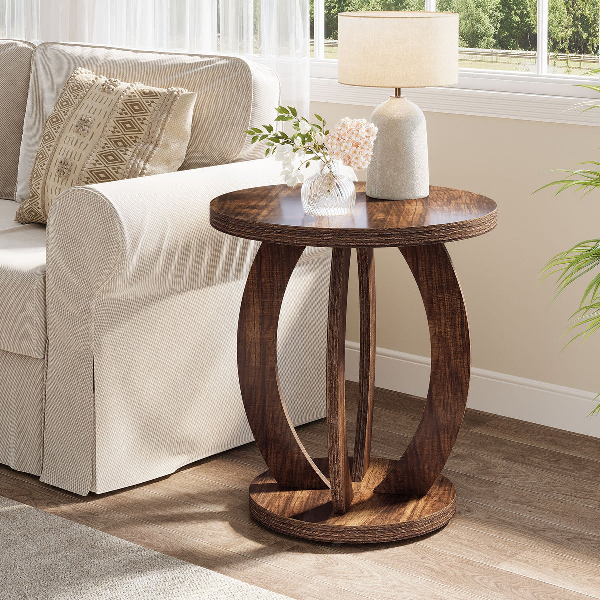 24-inch round farmhouse nightstand