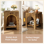 19.69-Inch Farmhouse Side Table with Arch Design, Wooden End Table for Living Room