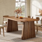 63-Inch Solid Wood Dining Table with Double Pedestal Base, Rustic Table for Dining Room