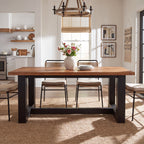 63 Inch Solid Wood Dining Table for 6, Farmhouse Kitchen Table with U-Shaped Legs