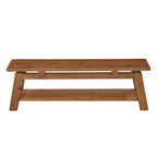 55-Inch Solid Wood Shoe Storage Bench with Lower Shelf, Farmhouse Entryway Seating for Hallway