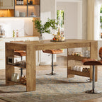63 Inch Farmhouse Kitchen Island with Double-Sided Storage Shelves